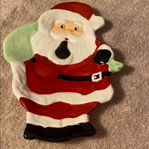 Santa Shaped Christmas Cookie Plate 9x7 - Picture 2 of 5